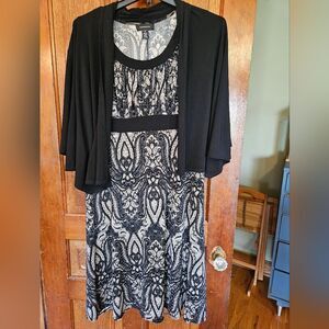 R & M Williams Women's 16 Dress And Jacket Black With Tan Patterned Detail